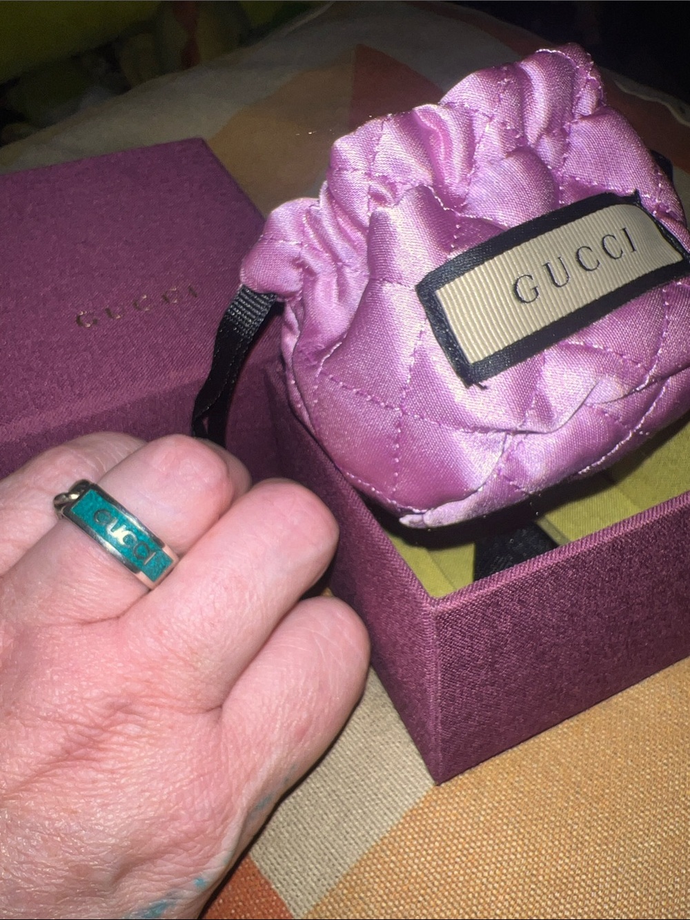 Turquoise Gucci chain ring / size 8 - like new full inclusion